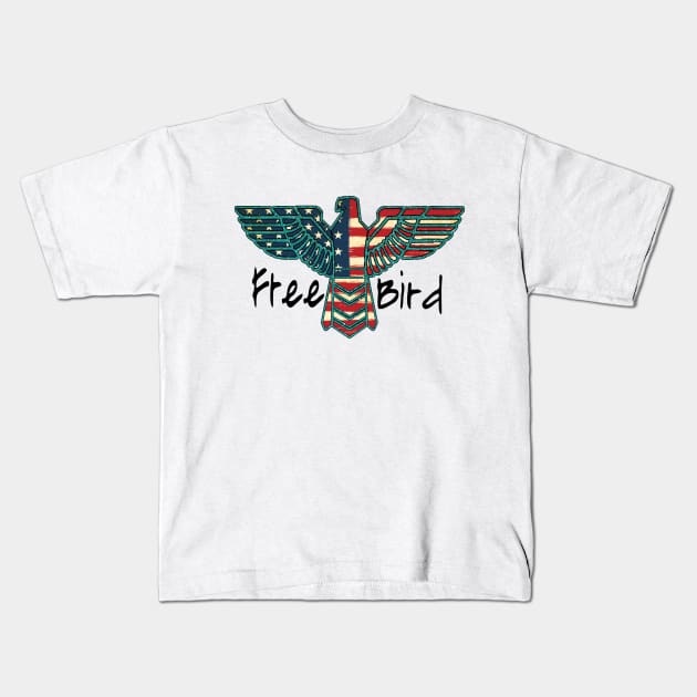 America Free Bird Kids T-Shirt by DigitalCreativeArt